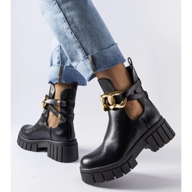 Bottines noires avec chaîne Lancaster 1