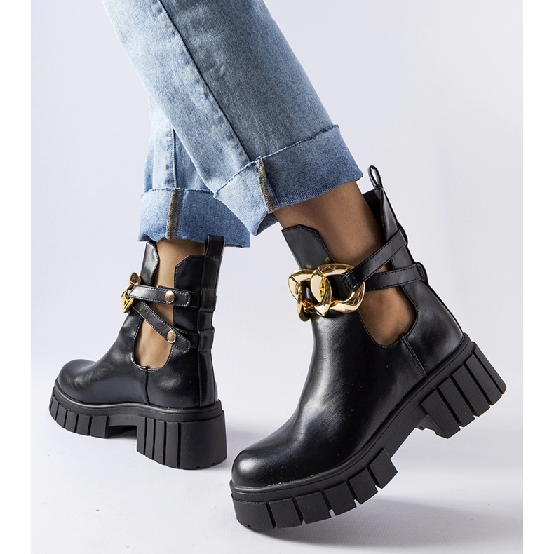 Bottines noires avec chaîne Lancaster 1