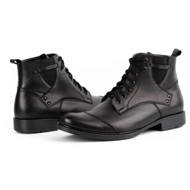 Olivier Bottes d'hiver en cuir pour hommes 7005KB noir 4
