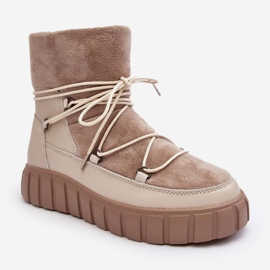 Vinceza Bottes de neige en cuir beige sur plateforme Maxava 2 Vinceza Bottes de neige en cuir beige sur plateforme Maxava 2