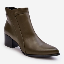 Sergio Leone Bottes à Talons Bas en Cuir Olive Cidi vert 6