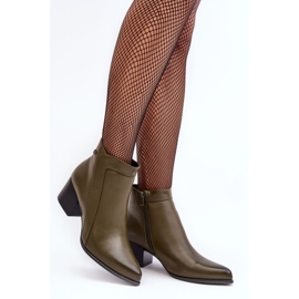 Sergio Leone Bottes à Talons Bas en Cuir Olive Cidi vert 1