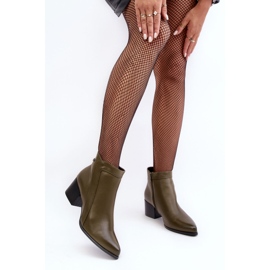 Sergio Leone Bottes à Talons Bas en Cuir Olive Cidi vert 2