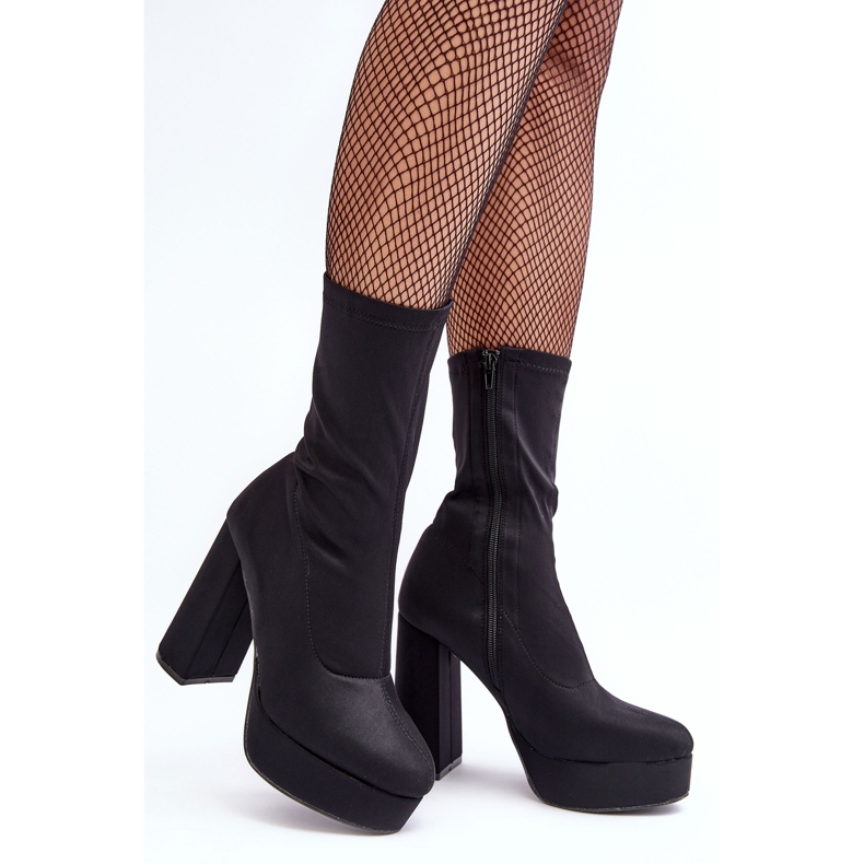 PH2 Bottines Peculia noires à talons hauts et fermeture éclair 1