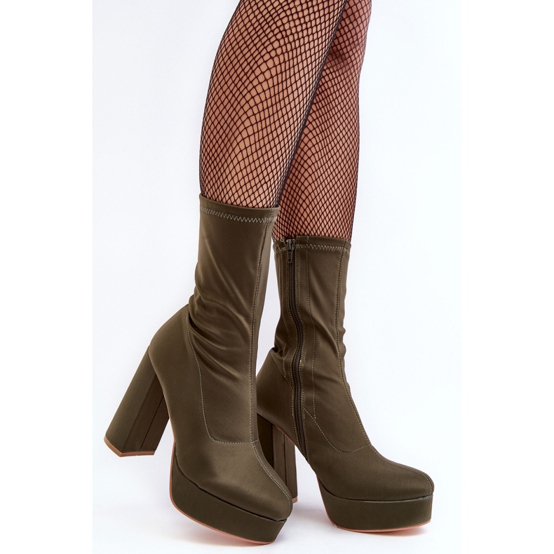 PH2 Bottines à talons hauts Peculia vertes avec fermeture éclair 1