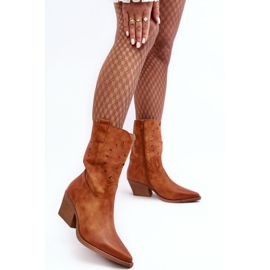 PH2 Bottes de cowboy à talons bas en cuir Ursuline camel brun 1 PH2 Bottes de cowboy à talons bas en cuir Ursuline camel brun 1