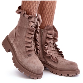 PS1 Bottines Worker Isolées En Daim À Talon Plat, Nacelle Beige Foncé 9