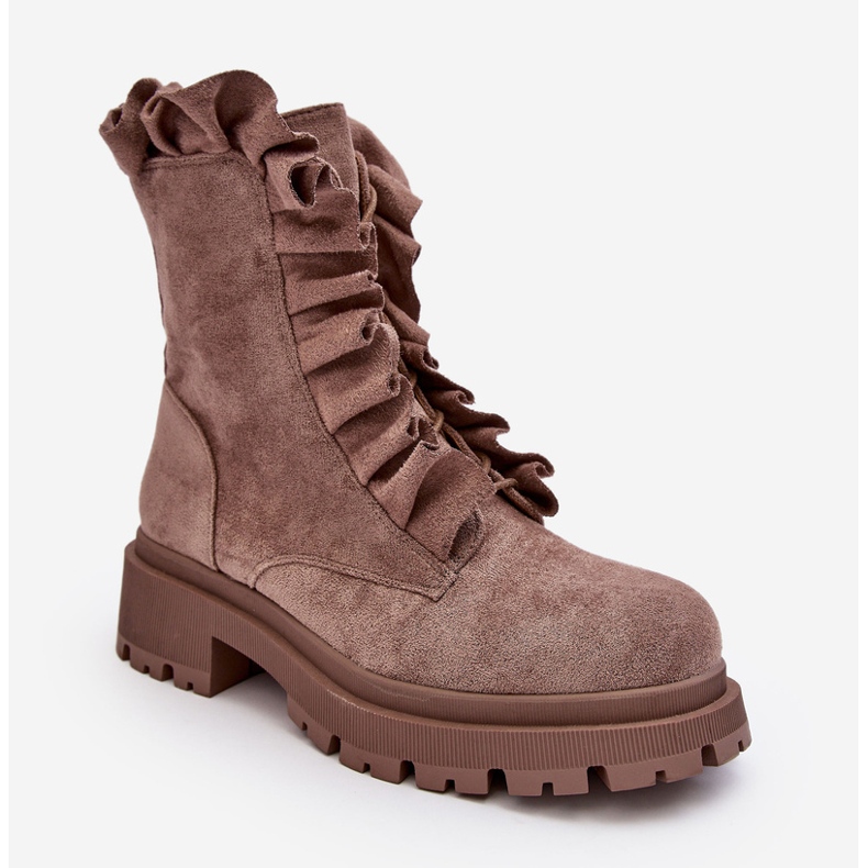 PS1 Bottines Worker Isolées En Daim À Talon Plat, Nacelle Beige Foncé 1