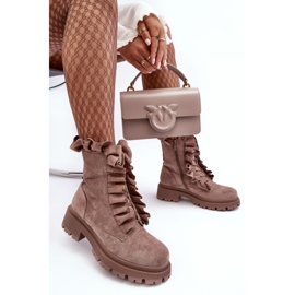 PS1 Bottines Worker Isolées En Daim À Talon Plat, Nacelle Beige Foncé 7