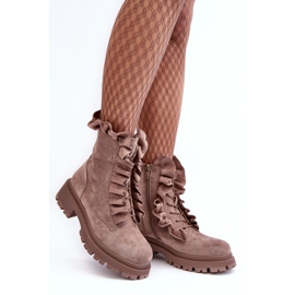 PS1 Bottines Worker Isolées En Daim À Talon Plat, Nacelle Beige Foncé 3