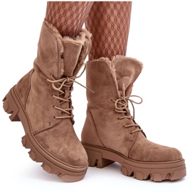 PS1 Bottines à Lacets En Daim Avec Fourrure, Beige Foncé Frendo brun 11