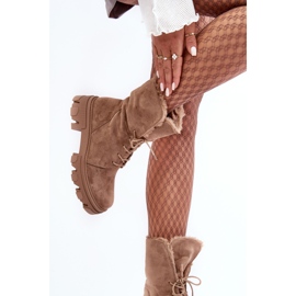 PS1 Bottines à Lacets En Daim Avec Fourrure, Beige Foncé Frendo brun 7