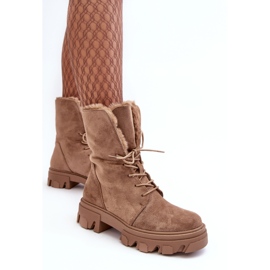 PS1 Bottines à Lacets En Daim Avec Fourrure, Beige Foncé Frendo brun 9