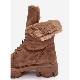PS1 Bottines à Lacets En Daim Avec Fourrure, Beige Foncé Frendo brun 4