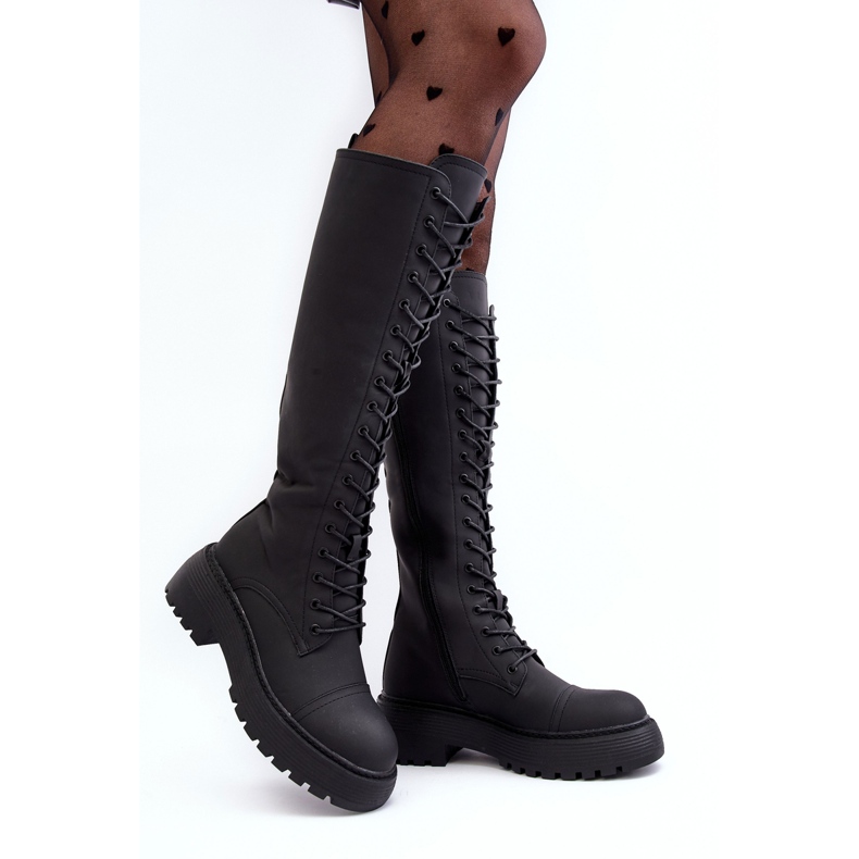 PS1 Bottes cuissardes isolées à lacets Bergdis noires 1
