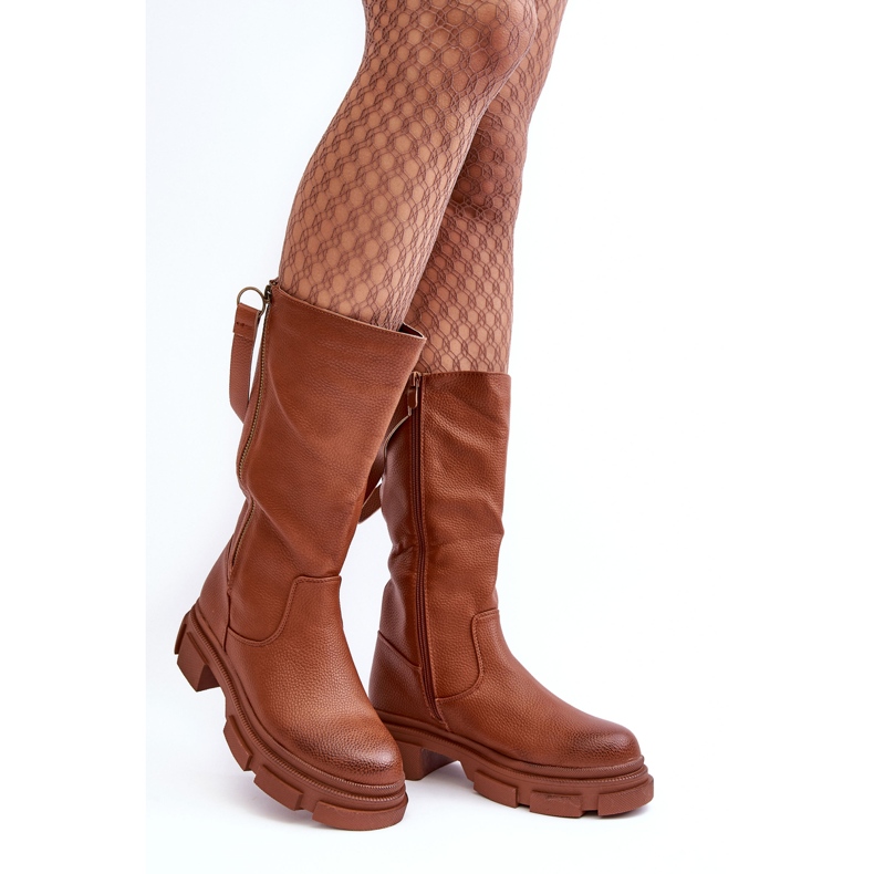 PS1 Bottes mi-mollet Lizames marron brun 1