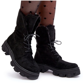 PS1 Bottines Worker à lacets en daim avec fourrure, noir Frendo le noir 10