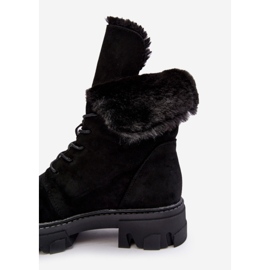 PS1 Bottines Worker à lacets en daim avec fourrure, noir Frendo le noir 3