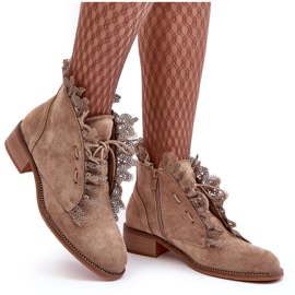Bottines Plates Femme Daim Beige Klemovia 11