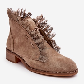 Bottines Plates Femme Daim Beige Klemovia 4