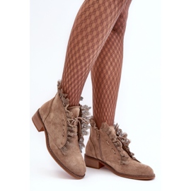 Bottines Plates Femme Daim Beige Klemovia 6
