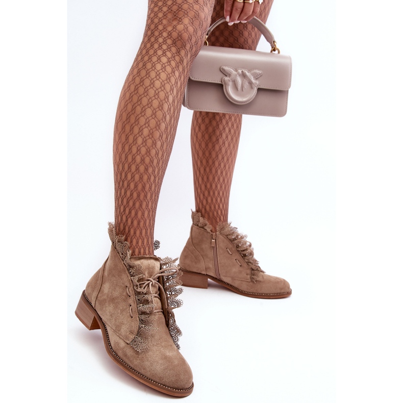 Bottines Plates Femme Daim Beige Klemovia 1