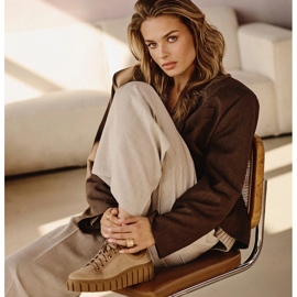 Marco Shoes Augmenter les baskets avec un fond plus épais beige 2