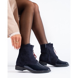 Bottines pour femmes bleu marine à talon plat de Shelovet 2