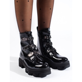 Bottines noires vernies sur la plateforme Shelovet le noir 1