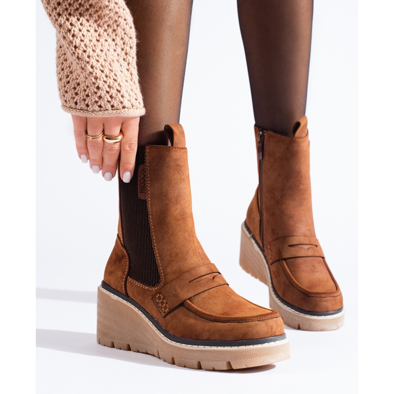 Bottines en daim marron Shelovet brun 1