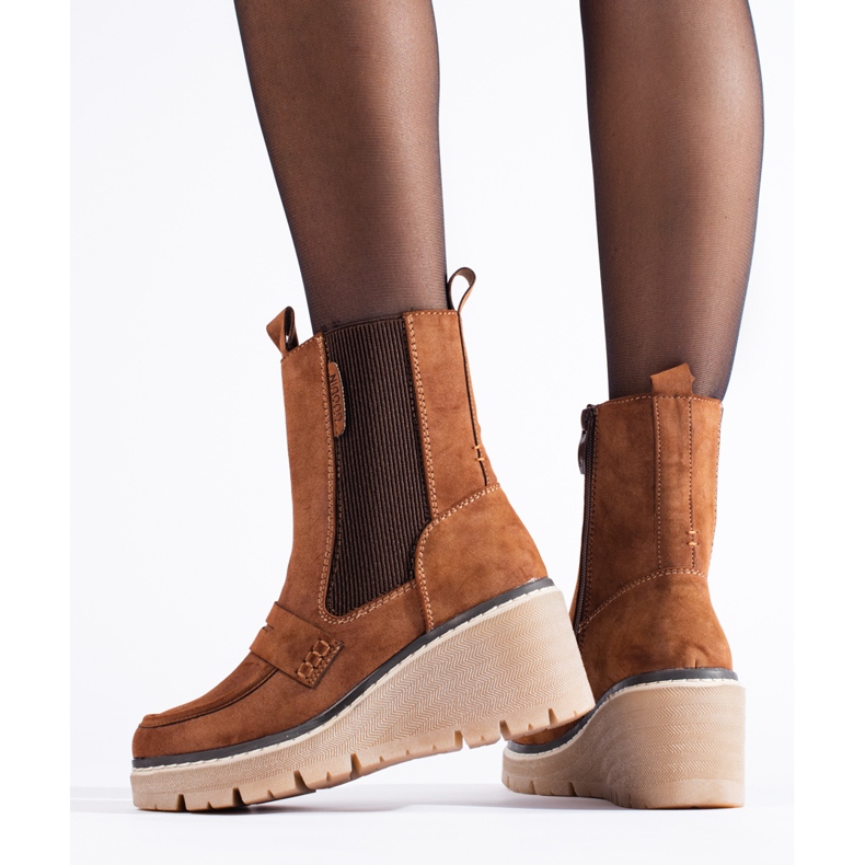 Bottines en daim marron Shelovet brun 2