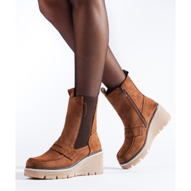 Bottines en daim marron Shelovet brun 3