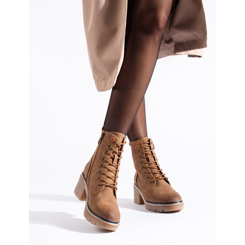 Bottines à lacets en daim marron Shelovet brun 1