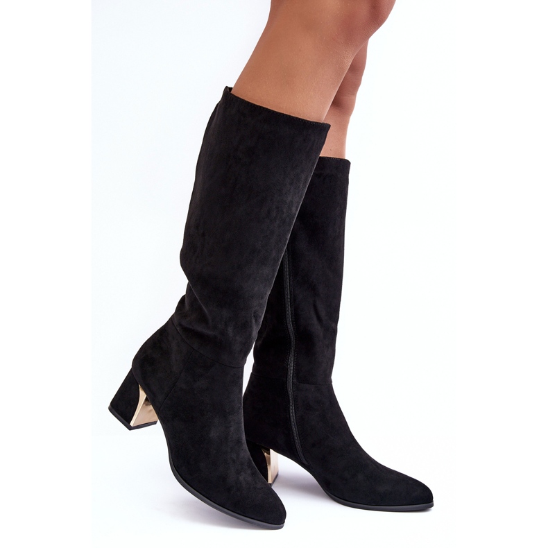 PS1 Bottes à talons hauts en daim noir Inatris 1
