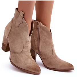 PS1 Bottes de cowboy en daim beiges sur un talon haut 8