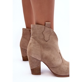 PS1 Bottes de cowboy en daim beiges sur un talon haut 6