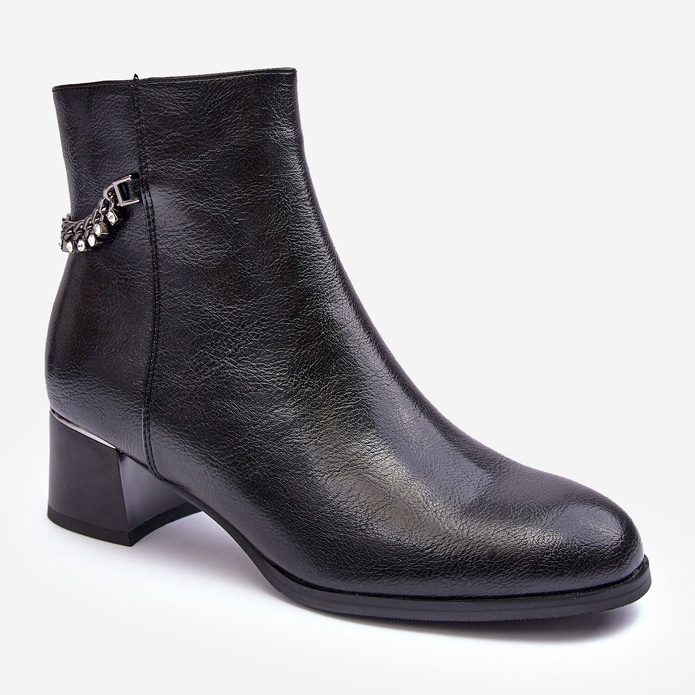 Seastar Bottines à Talon Bas en Cuir Noir Rennie le noir 1