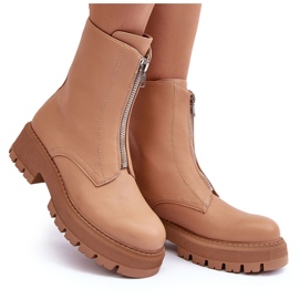 PS1 Bottines Plates En Cuir Avec Fermeture Éclair Camel Vimal beige 9