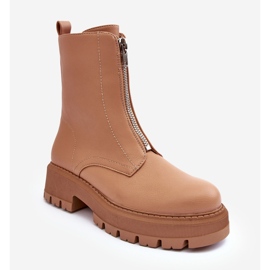 PS1 Bottines Plates En Cuir Avec Fermeture Éclair Camel Vimal beige 1