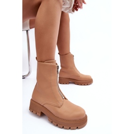 PS1 Bottines Plates En Cuir Avec Fermeture Éclair Camel Vimal beige 8