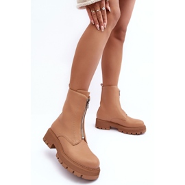 PS1 Bottines Plates En Cuir Avec Fermeture Éclair Camel Vimal beige 5