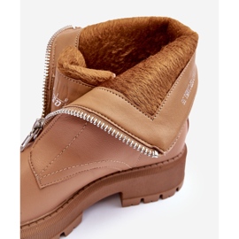 PS1 Bottines Plates En Cuir Avec Fermeture Éclair Camel Vimal beige 2