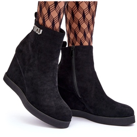 PS1 Bottines compensées isolées en daim avec décoration, Vere noir le noir 10