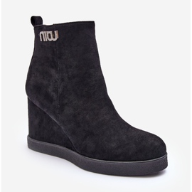 PS1 Bottines compensées isolées en daim avec décoration, Vere noir le noir 2