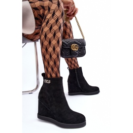 PS1 Bottines compensées isolées en daim avec décoration, Vere noir le noir 9