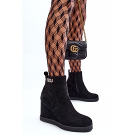 PS1 Bottines compensées isolées en daim avec décoration, Vere noir le noir 7