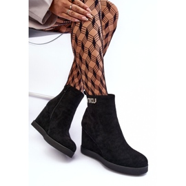 PS1 Bottines compensées isolées en daim avec décoration, Vere noir le noir 1