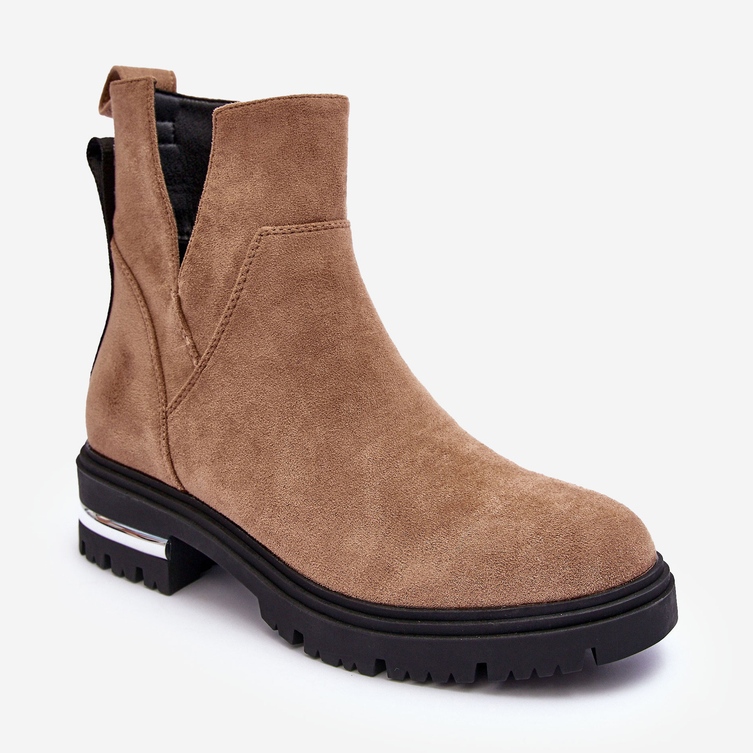PS1 Bottines Plates En Daim Avec Découpes, Beige Lamedella 1