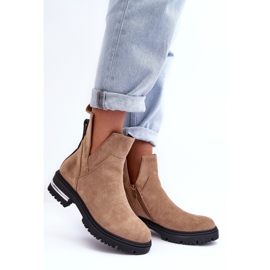 PS1 Bottines Plates En Daim Avec Découpes, Beige Lamedella 2