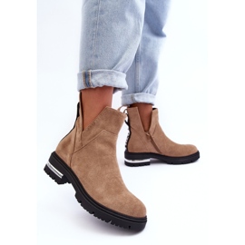 PS1 Bottines Plates En Daim Avec Découpes, Beige Lamedella 3